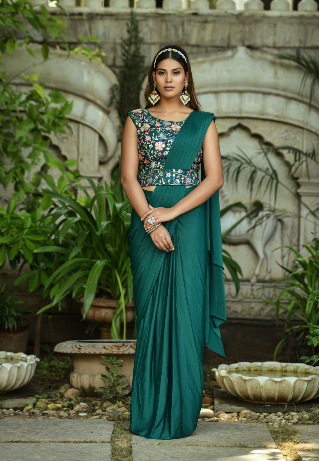 Yatri By Teeya Lycra Ready Party Wear Sarees Catalog